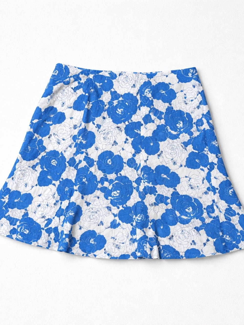 Lane Bryant Skirt Floral Linen Blend‎ 22/24 Blue Elastic Back NWT Coastal